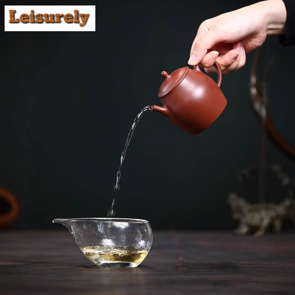 200 мл эстетичный чайник из фиолетовой глины Исин, простая круглая ручная работа, чайник из сырой руды, крови дракона, песка и грязи, чайный сервиз Zisha, подарок