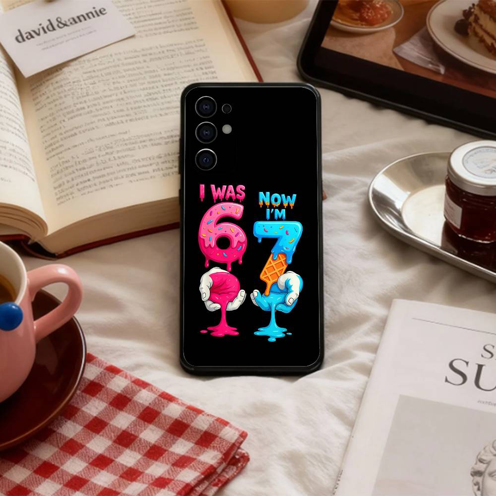 67 S-Six S-Seven Мем A-Эстетика Чехол для телефона для Samsung S 25,24,23,22,30,21,10,9,Ultra,Plus,Lite,FE,4,5 G Мягкий черный чехол