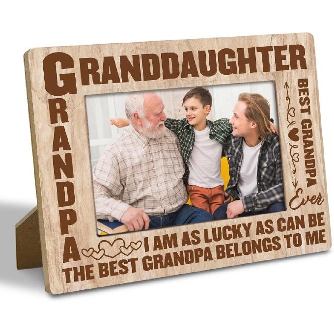 Grandpa Birthday Gift, “I Love My Grandpa, 4x6 Inch Rustic Wooden Picture Frame Tabletop Display, Heartfelt Gift for Grandparent's Day, Birthday,