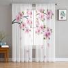Сакура Тюль Шторы Для Гостиной Спальни Рождественский Шифон Прозрачная Вуаль Кухонная Штора