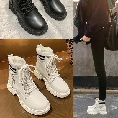 Модные зимние хлопковые ботинки женские 2025 новые повседневные универсальные осенне-зимние хлопковые туфли бархатные теплые утолщенные короткие ботинки