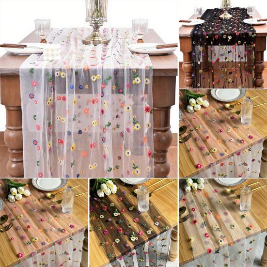 Цветочная скатерть-дорожка Весенняя Летняя Цветочная скатерть-дорожка 6 футов Тюль