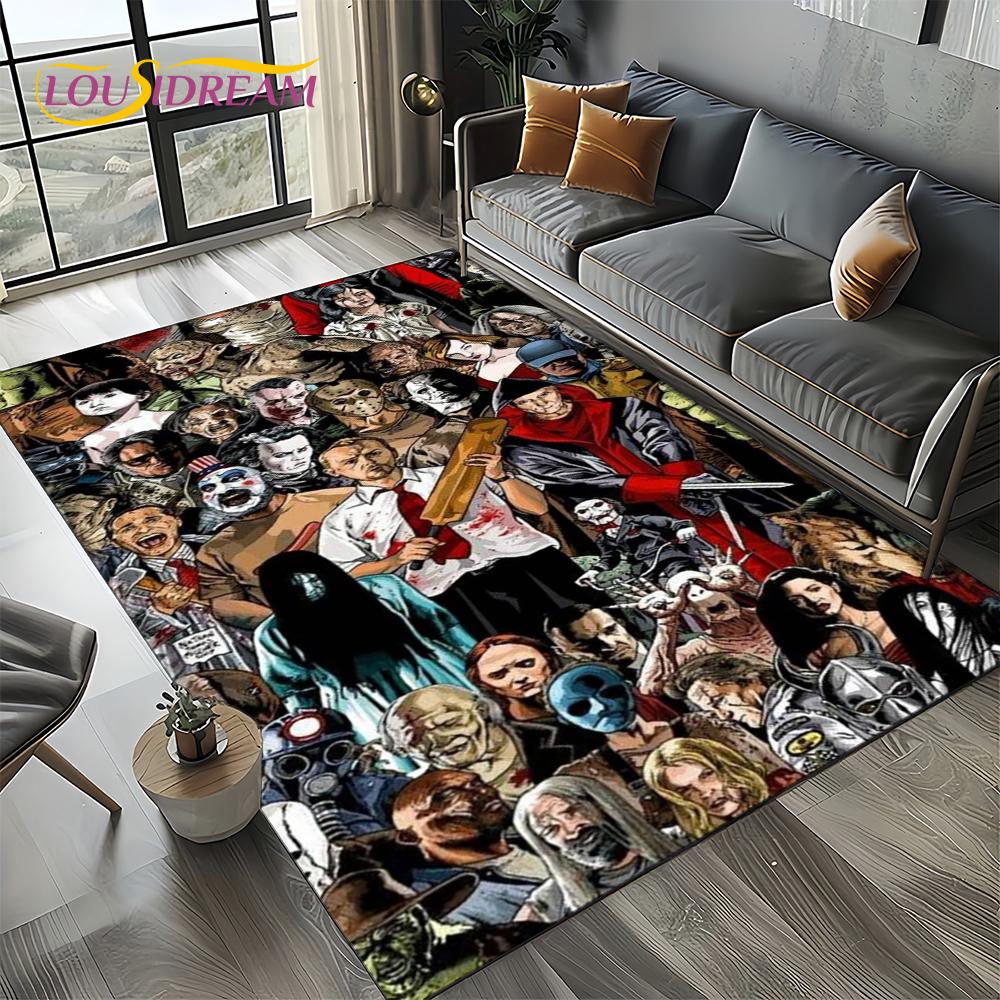 Ковер Коврик Персонаж Фильма Ужасов Чаки Пеннивайз Хэллоуин Пила для Гостиной Спальни Дома Украшение Дивана, Нескользящий Напольный Коврик