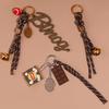 Chocolate Braided Rope Keychain Tennis Bell Charm Bag Pendant Keyring Simple All-Matching Bag Decoration Accessories