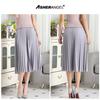 ASHERANGEL Pleated Perfect for Basic Chiffon Elastic Solid Summer [ASHE RANGEL] Women's Knee-Length Skirt, Commuting, Skirt, Simple, Fluffy, Waist,