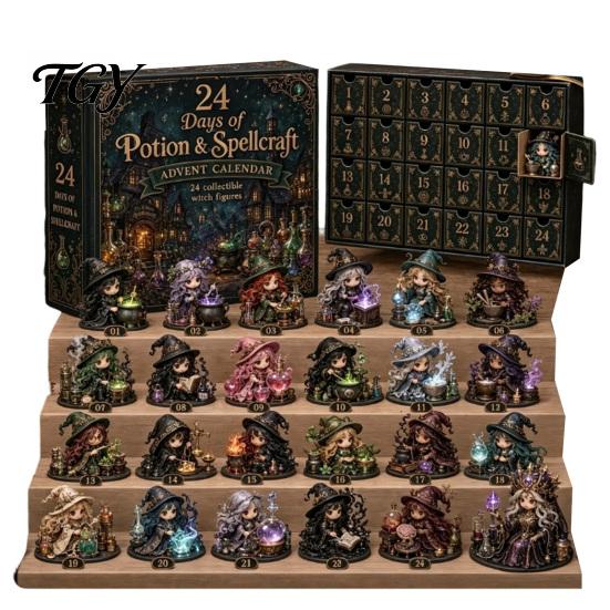Daily Surprise Mini Game 24 Days Advent Calendar 2026, Highland Cow/Horse/Dog Figures Christmas Countdown Dolls Set Calendar, 2D Acrylic Hanging
