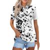 Женская модная повседневная рубашка с отворотом и коротким рукавом с принтом, женские топы на пуговицах