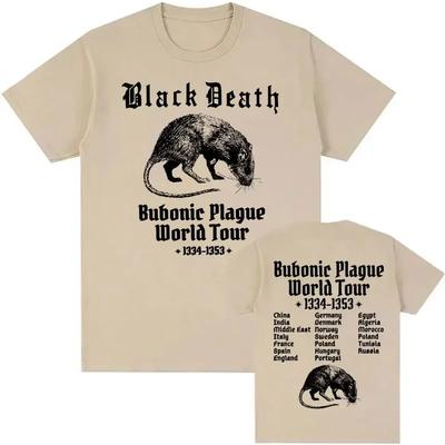 Футболки Bubonic Plague World Tour 2024 Мужские Женские Повседневные Смешные Мем Готические Футболки Модные Винтажные Оверсайз Футболки с Коротким Рукавом