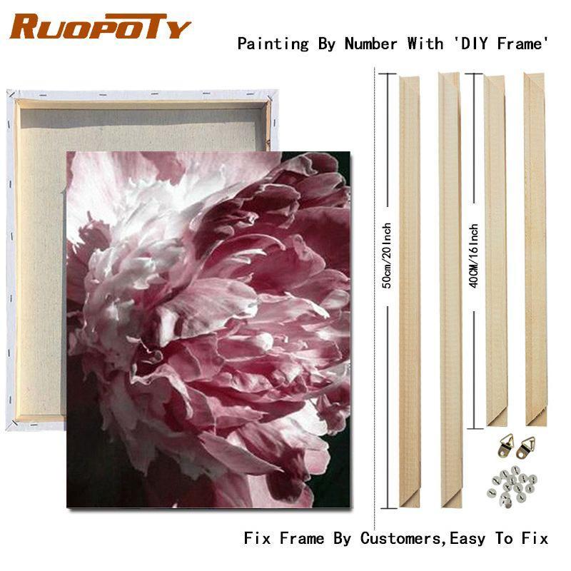 RUOPOTY DIY Frame Oil Painting By Numbers Flower Unique Gift On Canvas Wall Art Picture By Numbers For Living Room