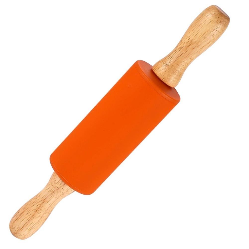 Multicolor Silicone Rolling Pin Wooden Handle Flour Roller New Pastry Dough Roller  Baking Tool