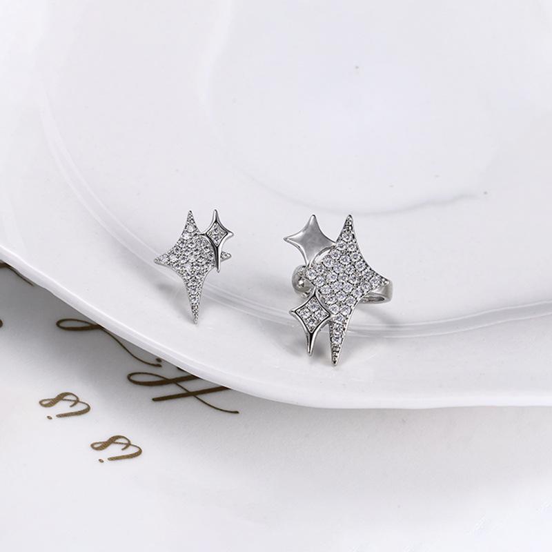 Французская четырехугольная звезда без проколотых ушей, серьги-клипсы, женские серьги-гвоздики с бриллиантами в виде звезды «Холодный ветер»