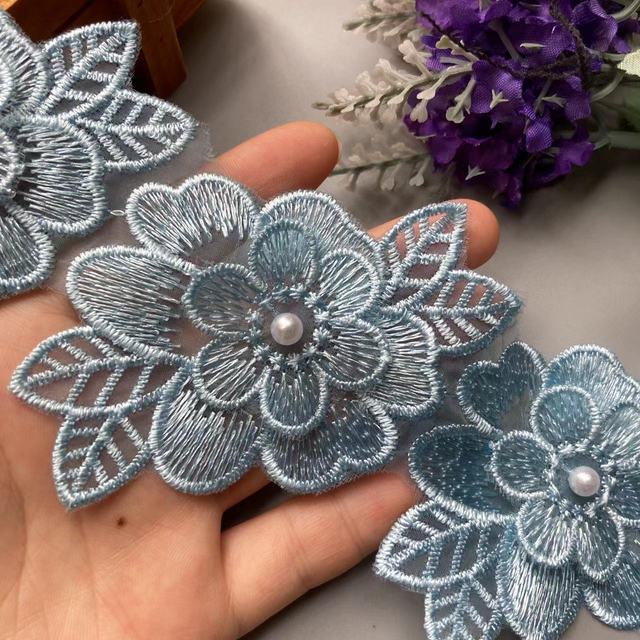 10x жемчужный цветок, двухслойные крылья, вышитая кружевная бейка, вязаная лента, цветочная аппликация, нашивки, платье, ткань, швейное ремесло, 9 см