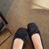Wool Version~ Versatile Bow Woolen Light Mouth Ballet Single Shoes Women's Mary Jane Single Shoes Flat-soled Fluffy Shoes Ladyshoes