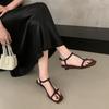 Французский квадратный носок, открытый носок, нишевый клиновидный каблук, сандалии женские 2025 лето, сказочный стиль с юбкой, римские туфли