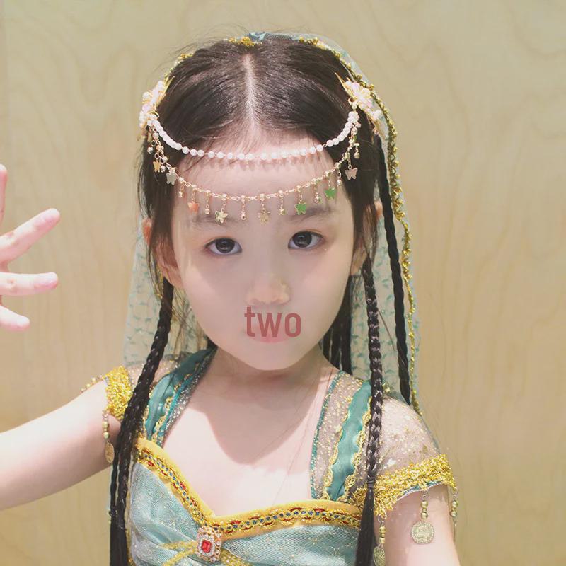 Заколка для волос в виде бабочки и кисточки в китайском стиле и цепочка на лоб для девочек