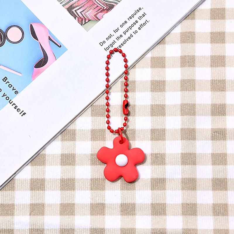 Брелок для ключей с маленькими цветными цветами, кулон для ключей в розовом цвете, подвеска для сумки для женщин, цепочка в корейском стиле, мультяшные брелки