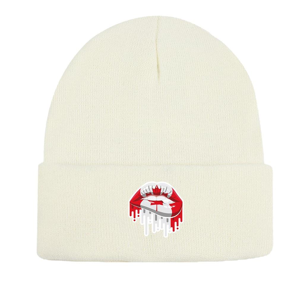 Шапка-бини с принтом флага Канады, Патриотическая женская шапка, Ветрозащитная, Конфетного цвета, Спортивная, С помпоном, Вязаная шапка-бини