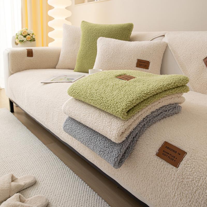 Шерстяной чехол для дивана, зимний теплый чехол для дивана для гостиной, плюшевое утолщенное нескользящее полотенце, удобная дышащая спинка, подлокотник
