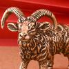 Латунная фигурка козла, винтажная модель овцы с длинным рогом, мини-статуэтка животного из металла, скульптура