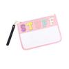 Clear Pvc Embroidered Alphabet Travel Toiletry Bag With Colorful Design