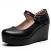 Модная обувь из натуральной кожи, туфли на платформе и танкетке, Мэри Джейн, женские, осень 2025, туфли-лодочки на высоком каблуке для офиса, модель