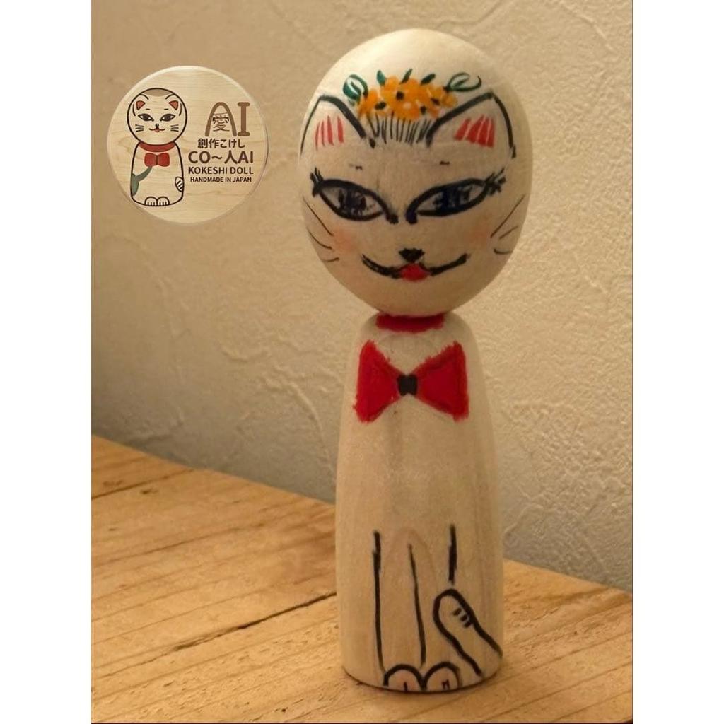 You can change angle face Cat motif creative kokeshi ornament wooden craft.