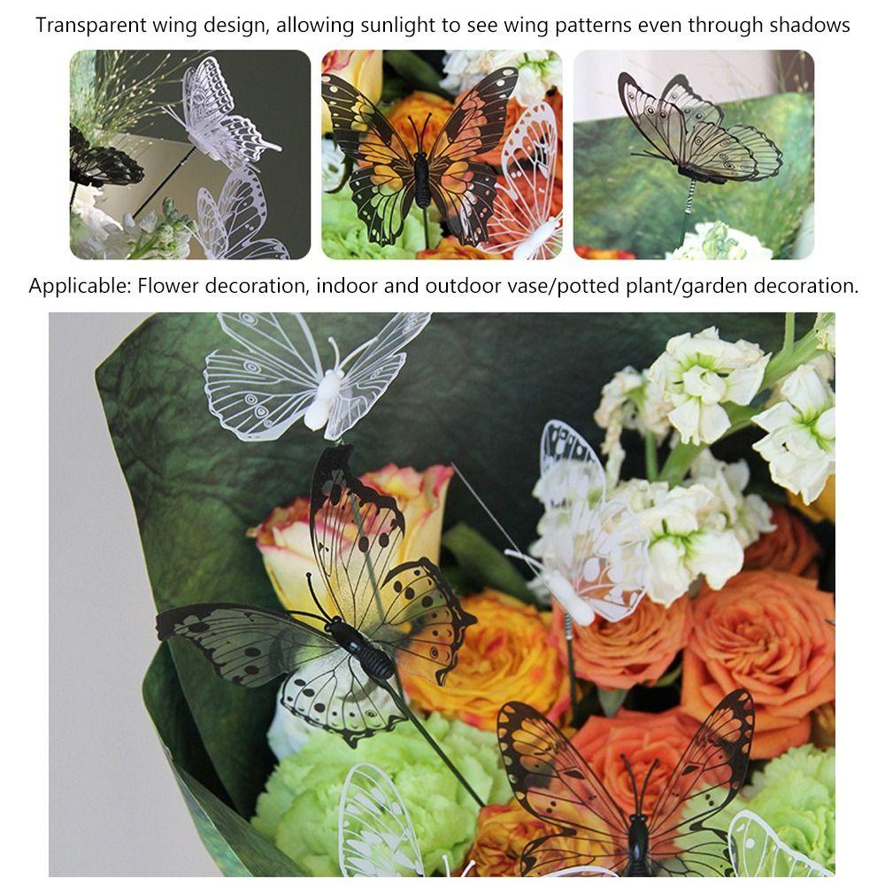 25PCS Black White Butterfly Garden Decorative Stakes Simulation Butterfly Stakes Weding Ornament