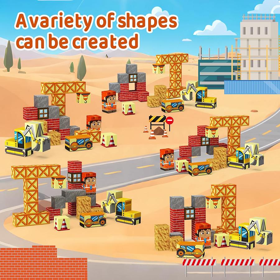 Magnetic Building Blocks for Kids, STEM Engineering Travel Toys with Portable Iron Box, Educational Construction Set for Toddler