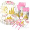 New Princess Castle Theme Birthday Party Disposable Paper Plate Paper Cup Paper Tissue Party Decoration Supplies