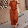 Women Casual Large Size Loose Temperament Casual Wide Leg Pants Solid Color Suit
