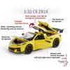 1:32 C8 ZR1X M4 Miniature Sports Car Model Toys Alloy Diecast Rubber Tires Doors Opened Pull Back Collection Supercars Gifts