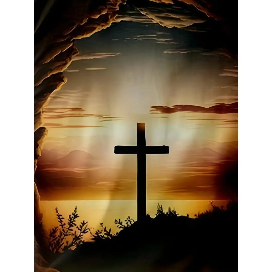 Men's 3D Cross Graphic Print Tee - Casual Short Sleeve Crew Neck T-shirt for Summer Outdoor Activities and Novelty Pajamas - Slightly Stretchy