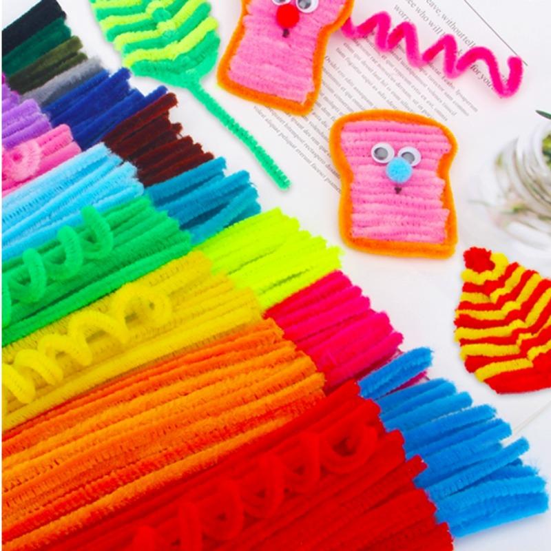 100/10pcs Colorful Chenille Stems Pipe Cleaners Plush Tinsel Stem Wired Sticks Twist Stick Hair Strip DIY Craft Educational Toys
