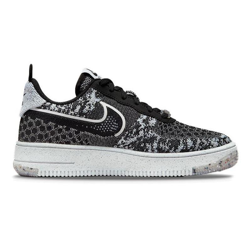 Nike Кроссовки Nike Air Force 1 Flyknit NN GS Low Top для скейтбординга Черно-белые DM1060-001