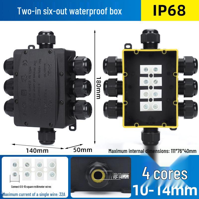 Outdoor IP68 Rainproof Plastic Junction Box with Terminal Block for PC Rooms & Street Lighting