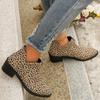 Fashion Autumn/Winter New Trade Women's Single Boot Large Leopard Print Front Zipper Square Heel Short Boots Zapatillas Muje Plus Size42