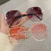 Stylish Design Rhinestone Sunglasses Women Oversized Rimless Sun Glasses