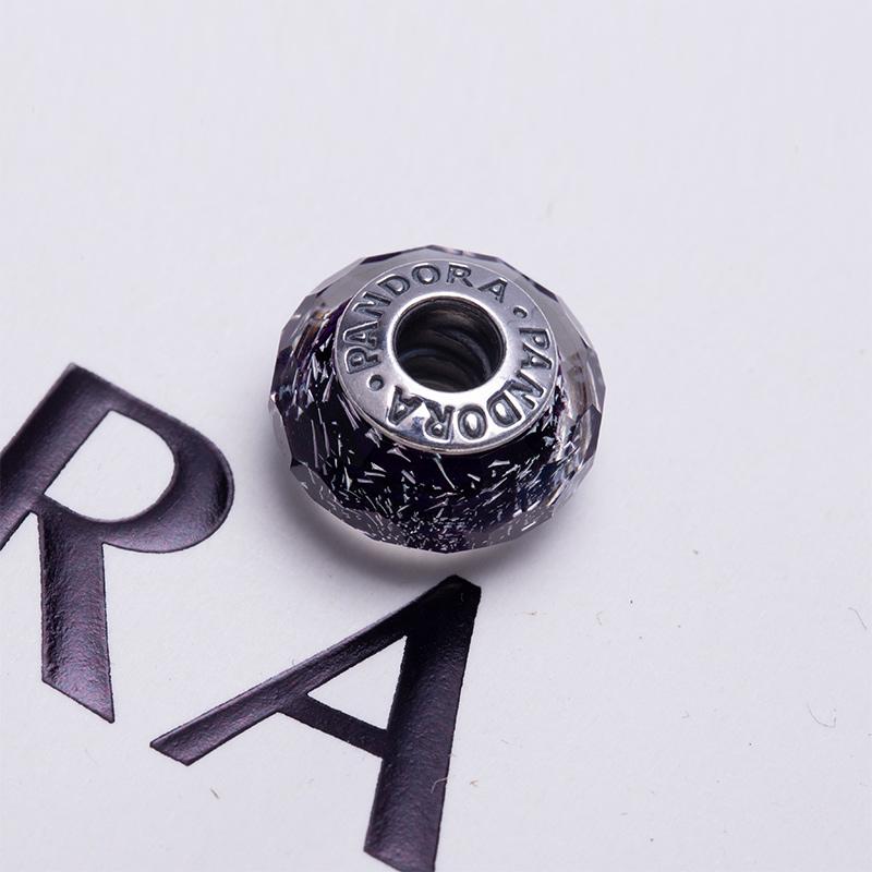 Pandora Purple Sparkling Glazed Forget-Me-Not Flower Safety Chain 925 Silver Bracelet Women's PAND00050-OP