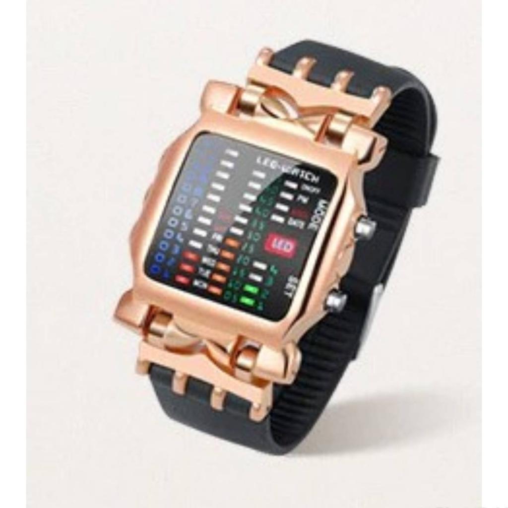 Модные бинарные спортивные часы, мужские часы с ремешком из нержавеющей стали, креативные часы со светодиодным дисплеем, водонепроницаемые цифровые наручные часы 30 м