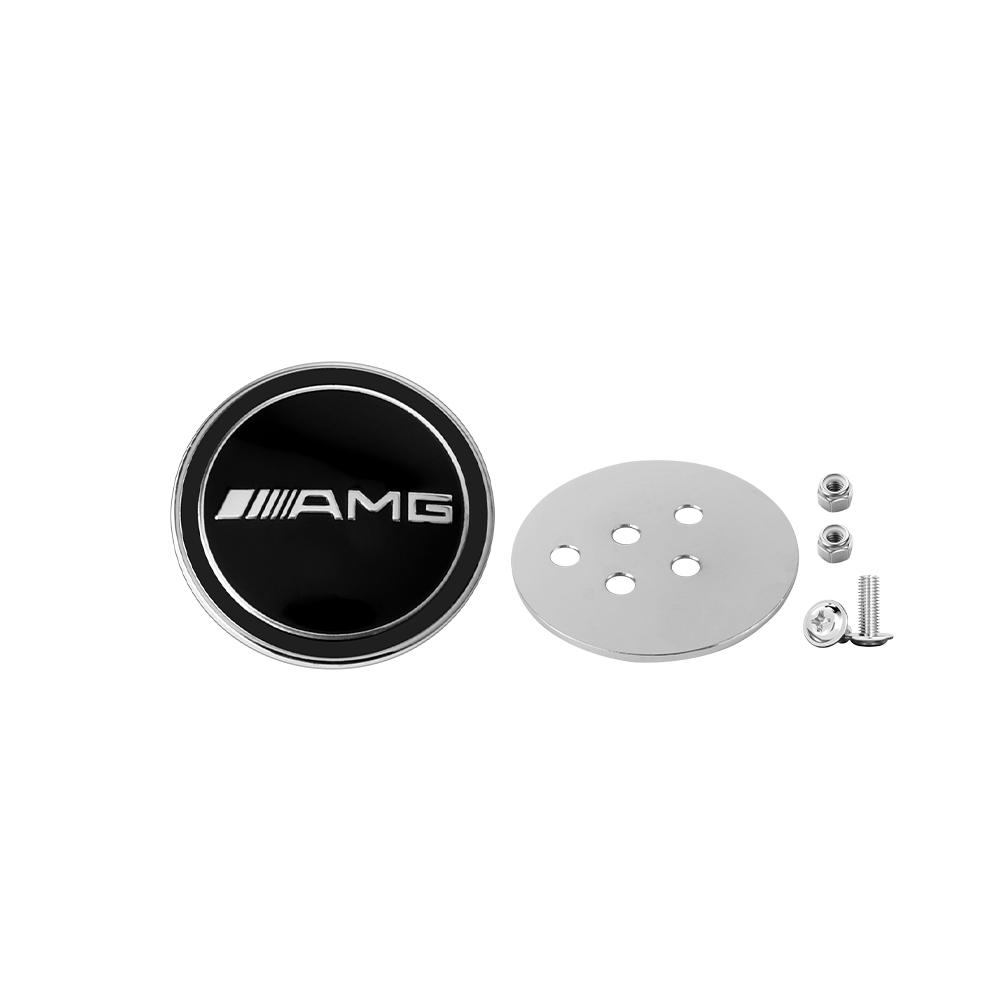 60mm Aluminum ABS Car Flat Hood Emblem Sticker Front Badge Logo Decor Accessories For Mercedes Benz AMG W124 W203 W204 W212 W220