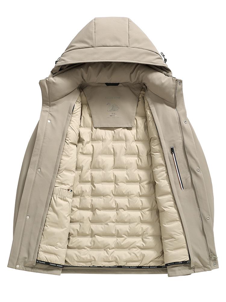 Мужская зимняя куртка с отстегивающейся подкладкой, 90% белый гусиный пух - Business Casual, Утепленная, Стиль для среднего возраста