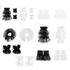Ruffle Collar And Cuffs Clown Ruffle Collar White Black Lace Jabot Retro Victorian Collar for Cosplay Halloween Costume Party Accessory