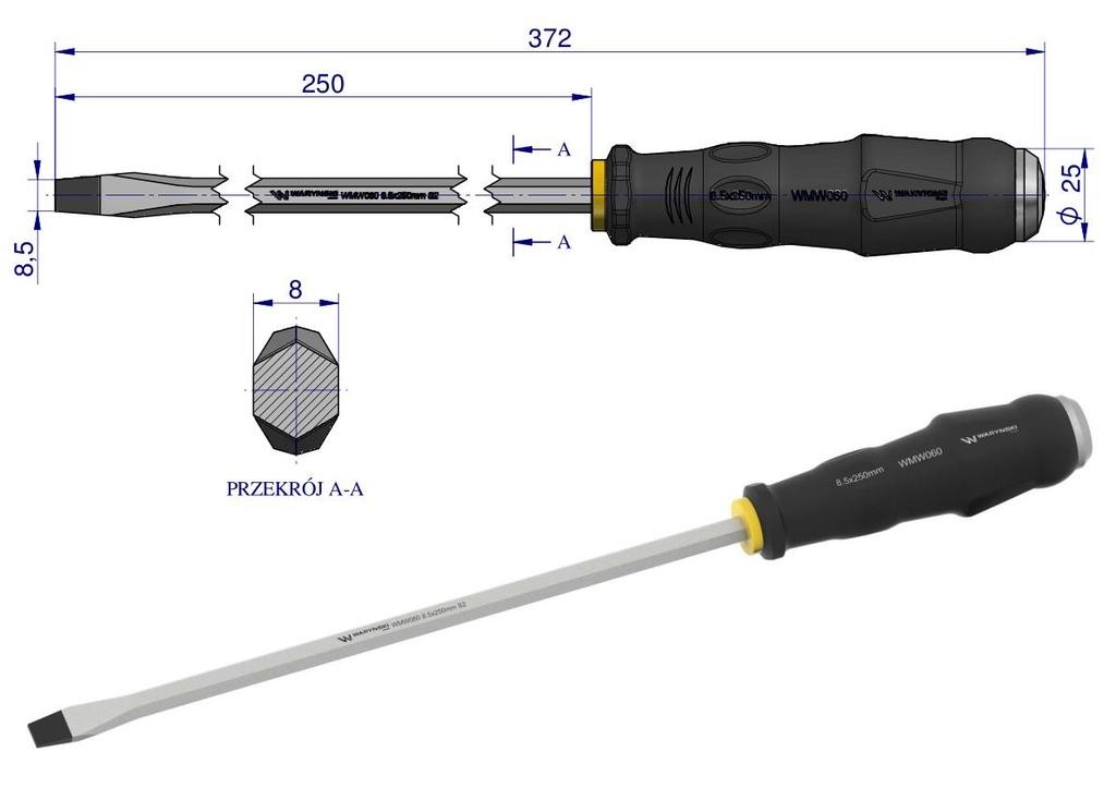 Wkrętak Do Pobijania 8.5X250Mm Waryński