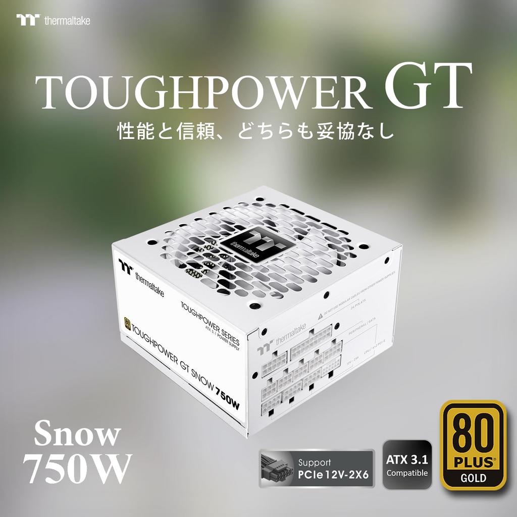 Thermaltake TOUGHPOWER GT 750W Snow ATX 3.1/PCI Express 5.1 Compatible 80PLUS GOLD PC Power Supply Unit White PS-TPT-0750FNFAGJ-W PS1502
