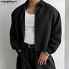 INCERUN Men Turn Down Collar Long Sleeve Loose Casual Texture Shirts Tops