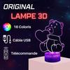 Lampe De Chevet - Ourson - 3D LED - Veilleuse Tactile - Multicolore - Décoration Enfant