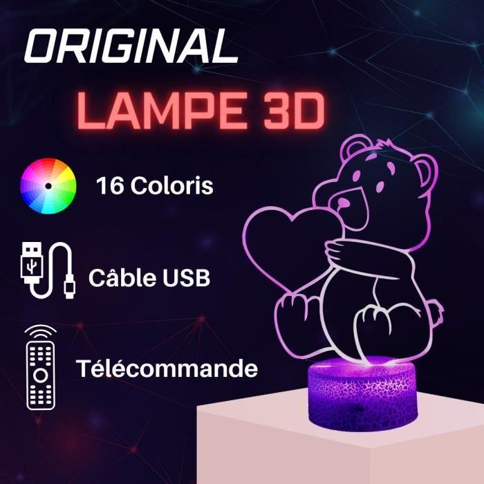 Lampe De Chevet - Ourson - 3D LED - Veilleuse Tactile - Multicolore - Décoration Enfant