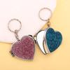 Makeup Mirror Folding Mirror Key Chain Makeup Mirror Keychain Metal with Key Ring Portable Love Shape Cosmetic Tool