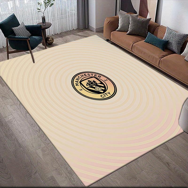 Man City2 Flannel Pattern Square Carpet,Area Rug,Carpet Rug for Living Room Bedroom Sofa Playroom Decor,Non-slip Floor Mat