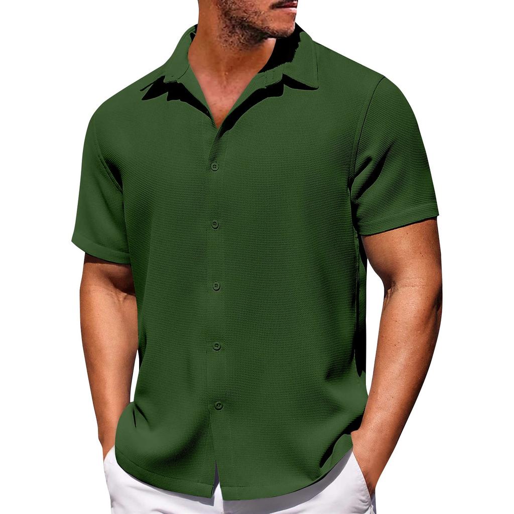 Мужские однотонные рубашки с короткими рукавами на пуговицах. Мужские повседневные модные рубашки с короткими рукавами.